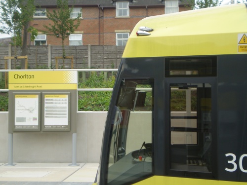 Tram at Chorlton Metrolink station
